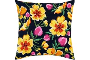 Brvsk Blumenhecke. Gestempeltes Kreuzstich Set. Dekokissen 16×16 Zoll. Bedruckter Wandteppich, europäische Qualität