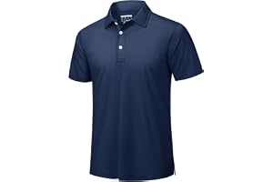 TACVASEN Mens Polo Shirts Short Sleeve Golf Outdoor Shirt Summer Breathable Quick Dry Work Tops with Button
