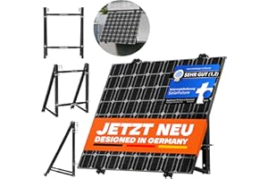 SolarFuture Balcony Power Station Bracket Black - 4 Settings Solar Panel Solar Panel PV Stand for Flat Roof Balcony Wall Mounting (Black Standard)