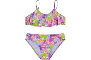 POWER FLOWER Costume da Bagno per Ragazze Costume Intero a Due Pezzi con Volant Set di Costumi da Bagno Tankini Abbigliamento Mare per Bambini 4-16 Anni Ragazza