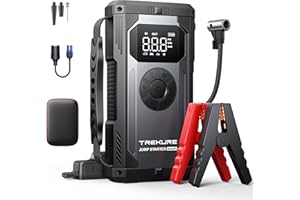 TREKURE Power Bank di avviamento per auto, con compressore d'aria, 150 PSI 4000 A, alimentazione di picco per tutte le benzina e motore diesel da 10 l, avviamento con LED, uscita DC e doppia USB