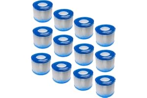 vhbw 12x Filterkartusche Typ VI kompatibel mit Bestway Lay-Z-Spa Saint Tropez, Siena, Vegas Pool - Ersatzfilter, Blau, Weiß