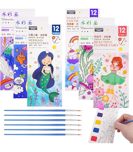 Jodsen Libro da Colorare ad Acqua Magica, 4Pcs Bambini Libri di Pittura magica Mondi Animali