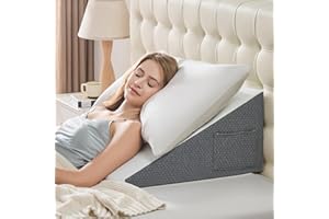 Dorifine Keilkissen zum Schlafen – 60x60×30 cm Bettkeil für Kopfteil Dreieckkissen, Memory-Schaum, GERD, Schnarchen, Linderung von Rückenschmerzen nach Operationen, Beinhochlagerung, waschbarer Bezug