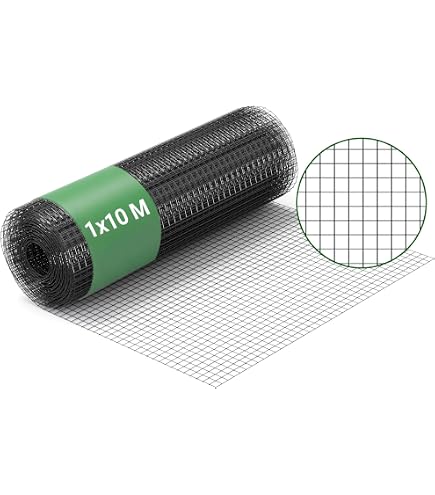 Rete Da Voliera Nera A Maglia 12x12 Mm – Rotolo Da 25 Metri, Altezza 50 Cm, Acciaio Zincato Con Rivestimento PVC