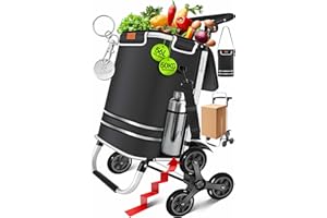 KESSER® Carrello spesa - Montascale con scomparto refrigerante, con Capacità di 56L, Caricabile fino a 50kg, Trolley e borsa a Tracolla 3in1, incl. Chip per la spesa, Pieghevole, Nero