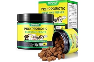 CARO ORGANICS Probiotics for Dogs,120 Chews Dog Probiotics Treats Digestive Enzymes,Prebiotics Probiotics Chews for Dogs,Digestive Health,Occasional Diarrhoea, Itchy Relief,Gut Flora & Digestive Health-Duck Flavor.