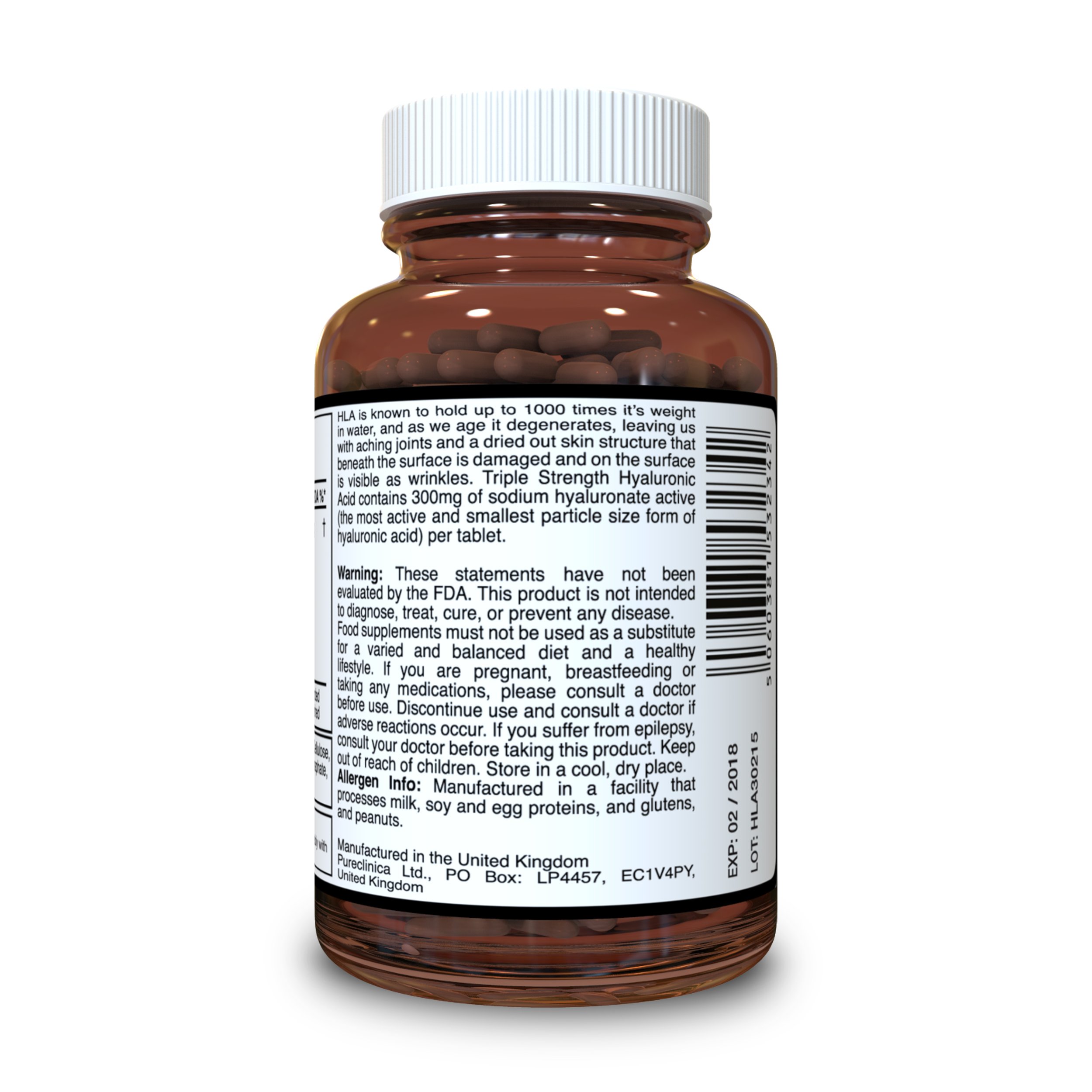 Hyaluronic Acid 300mg x 360 Tablets (2 Bottles of 180 Tablets per