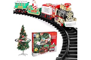 SHATCHI Juego de Tren Navidad, Alrededor del árbol, hogar, decoración Festiva, luz Realista, Funciona con Pilas, Multicolor, Talla única