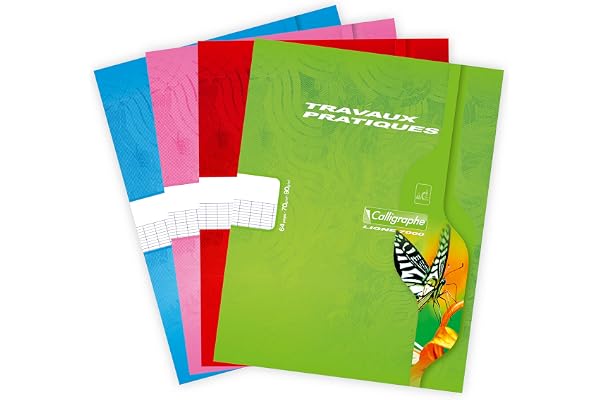 Calligraphe 2573C Un Cahier de Travaux Pratiques (une Marque de Clairefontaine) - 17x22 cm - 64 Pages Grands Carreaux 70g et Pages Unies 90g - Couverture Carte Recyclée Vernie - Couleur Aléatoire