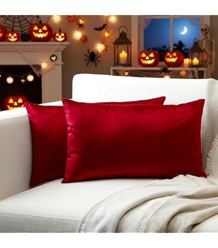 Aqothes - Paquete De 2 Fundas Para Cojines Decorativos De Navidad, Con Estampado De Cuadros Escoceses Para Decoración Festiva De Granja U Hogar, Rojo Y Blanco, 20 X 20 Pulgadas