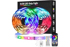 PSTAR Taśmy LED 40 m, Sterowanie aplikacją i pilotem zdalnego sterowania, 16 mln kolorów, tryb muzyczny, Ustawienie timera, Samoprzylepna taśma świetlna LED, do dekoracji szafy, Kuchni, Na imprezę, do domu