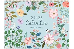 FULLVINTAGE Family Calendar 2024-2025 - Calendar 2024-2025, 18 Months from July 2024 to December 2025, Wall Calendar with 6 Columns, Notes, 39 x 29 cm, Thick Paper, Back Pocket, Perfect Family Planner