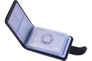 wisdompro Porta Carte di Credito RFID Secure, Porta Tessere con 20 Scomparti e 6 Piccole Griglie, per Uomo e Donna Carta D'identità, Carte di Credito, Scheda SD, Moneta, Nero (Orizzontale)