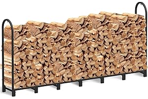 Walensee Kaminholzregal für Außenbereich 2.4 m lang brennholzregal für Kamin, Holz robuster Stahl Kaminholz Holz Metall für den Innenbereich Kaminholz Flor stapelbar Holzscheite Ständer Holz-Organizer