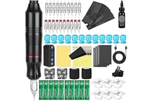 Kompletny zestaw obrotowych długopisów do tatuażu, profesjonalny zestaw do tatuażu ATOMUS z zasilaczem DC, 3RL, 5RM, igły, 30 ml, tatuaż, czaszka, bandaże, kubki na atrament, dla początkujących