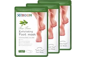 HOKIAMCN 3 Pairs Foot Peel Mask, Tea Tree Foot Exfoliating Mask Socks Calluses Remover Dead Skin, Moisturizing Feet Peeling Mask for Dry Skin,Cracked Heels,Foot SPA Socks for Women and Men