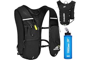 ONETOALL Chaleco Running Hombre Mujer, Ligero Mochila Hidratacion Trail Running, Mochila Running, Chaleco para Correr con Bolsa Agua 2L o Botella 500ml, Silbato y Reflectante para Correr Senderismo