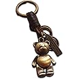 Anne's Gift Emporium Antique Bronze Teddy Keychain with Genuine Leather Luxury Vintage Design Gifts for her Key Ring for Girlfriend Women