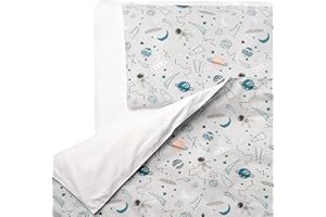Flyideas Juego de Funda Nordica y Almohada 180x120 cm / 60x40 cm, 2 pz - para Cama/Colchon Individual Infantil - Sabanas y Ropa de Cama para Bebés, 100% Algodon