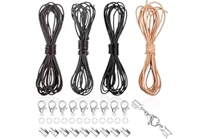 HOINY 20M Lederband, Lederbänder für Ketten, Robust Lederband mit Verschluss, Armband Verschluss, Lederbänder Rund, Reißfeste Lederschnüre, Bänder Zum Basteln für Armbänder, Halskette, DIY