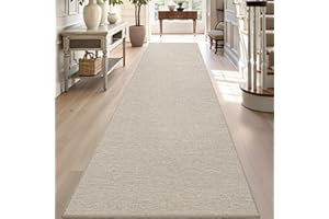 DEXI Runner Rug 61 x 210 cm, Extra Long Non-Slip Dirt Trapper Mat, Rubber Backed Kitchen Rugs, Thin and Washable Floor Carpet Runners for Hallway Entryway Laundry Besides, Beige