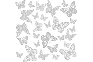 ENITHELITE Farfalle Decorative,Adesivi Murali,Stickers,Decorazioni Camera Da Letto,Farfalle,Farfalle Decorative Torta,Adesivo Muro Decorativo,Adesivi Murali Soggiorno,Farfalle Adesive,Adesivi 3d,72 Pezzi,Argento