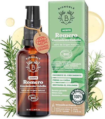 BIONOBLE Aceite de Romero para el Cabello Bio, Puro - Crecimiento - 50ml | 100% Origen Natural - Rosemary Oil Hair Growth, Ri