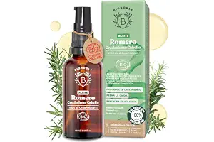 BIONOBLE Aceite de Romero para el Cabello Bio, Puro - Crecimiento - 50ml | 100% Origen Natural - Rosemary Oil Hair Growth, Ricino, Argán, Jojoba - Aceite Romero Cabello Vegano - Botella Vidrio, Pipeta