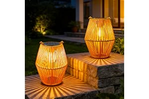 Ollny Solar Lights Outdoor Garden, 2 Pack Hanging Solar Lanterns with LED Bulds, IP44 Waterproof Garden Ornaments Outside Lan