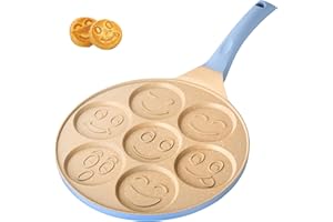 Erreke Poêle à Pancakes, Poele Anti adhesive, Adaptée à Tous les Types de Cuisine, Conception Amusante pour les Enfants, Poêle à Crêpes, 26 cm, Couleur Bleu