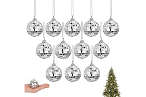 Taicols 12 Stück Disco Spiegelkugel, Silber Spiegelball, 4cm, Kunststoff, Party, Hochzeit, Weihnachten