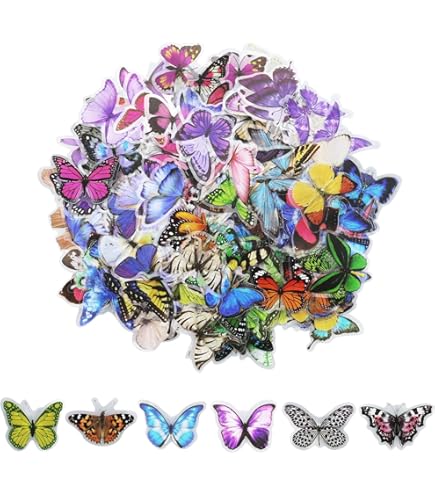 50 Adesivi Farfalle Di Vinile - Decorativi, Impermeabili, Per Auto, Laptop, Finestre, Moto - Foto 2