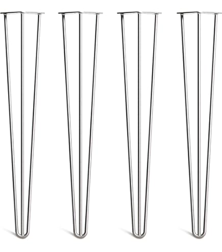 12 Inch Foldable Hairpin Table Legs - 4 Pack With Rubber Pads For DIY Furniture