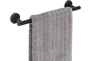 Wenko Toallero de Barra Bosio, Color Mate/Negro, Acero Inoxidable, 40 x 5,5 x 7 cm, 1 Vara