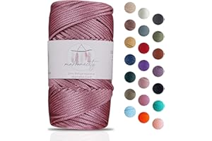 Makromecity Makramee Garn 2mm x 115m Premium Polyester Macrame Cord Polypropylene Yarn für Handwerk Wohndekorationen Platzteller Umhängetasche Handtasche Runner Schnullerkette 20 Farbe