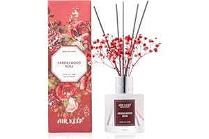 Airkeep Difusor de Aromas Sándalo y Rosa, Ambientador Hogarcon 8 Varillas Ambientador, Difusor de Fragancia