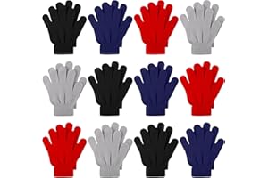 Cooraby 12 Pairs Kid's Winter Magic Gloves Children Stretchy Warm Knit Magic Gloves for Boys or Girls