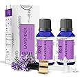 Rey Naturals Lavender Essential Oil For Hair Growth | Lavender Essential Oil For Skin | Undiluted Lavender Oil For Hair, Skin, Diffuser With Glass Dropper | Aromatherapy Diffuser Oil - 15ml(Pack Of 2)