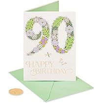 90th Birthday Card Giant 8.5x11 Inch - Oversized Milestone Greeting Card With Envelope