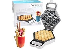 CUCINAPRO Bubble Waffle Maker- Electric Non stick Hong Kong Egg Waffler Iron Griddle - Ready in under 5 Minutes- Free Recipe Guide Included