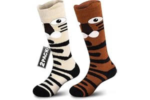 Muezna 2 Paar Kinder Merinowolle Skisocken, Jungen Mädchen Winter Thermosocken Kindersocken Sportsocken Knie-High Warme Dicke Skifahren Skaten Socken (OTC)