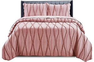 Cozy Haven Quilt Serene Swirl 3 Piece Bedspreads Set - Coverless Bespread, Comforter Throw, For All Season Lightweight Warm Bedding Sets With 2 Pillow Shams - (Pink, Single)