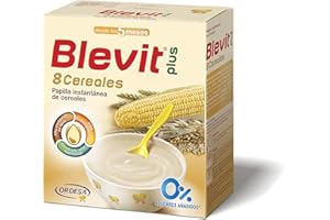 Blevit Plus 8 Cereales - Papilla de Cereales para Bebé con Harina de Avena y Harina de Trigo, Sin Azúcares Añadidos, Ayuda a regular el tránsito intestinal, Desde los 5 meses, 600 g (Paquete de 1)