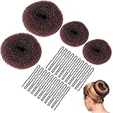 Sularpek Set per Realizzare Chignon, 4 pezzi Chignon a Ciambella+ 20 Forcine Forma di U, per Chignon a Ciambella, per Acconci