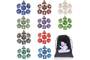COYEEKN DND Würfel Sets, 10 X 7 Sets (70 Stücke) Polyeder Würfel für Dungeons und Drachen RPG MTG D&D Tischspiel mit 1 Big Pouch D4 D8 D10 D12 D20