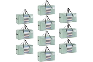 VENO 10 Pack Extra Large Moving Bags,Clothes Storage Bags for Blankets Bedding,Moving House Essentials,Waterproof Underbed Storage Packing Boxes,Laundry Bags Organiser (Light Green, 10 Pack)