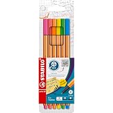 STABILO point 88 - İnce Ke&ccedil;e U&ccedil;lu Kalem - 6'lı Paket - Neon Renkler