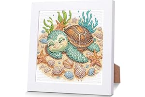 luckyarina Schildkröte Diamond Painting Kinder Mit Rahmen - Diamont Art Bilder Schildkröten, Tiere Diamond Painting Kinder ab 4 6 8 10 Jahreals Geschenk für Home Wand Décor (18X18 CM)