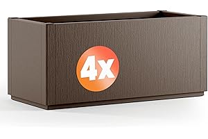 CASARIA® 4X Jardinera Rectangular Exterior 80L 80x36x35cm Macetero Grande Maceta Decoración Flores Resistente Intemperie Jardín Terraza Terracota